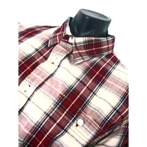 Vtg Wrangler Western button down Maroon, Gray, White Plaid Button Dn Shirt 2XL